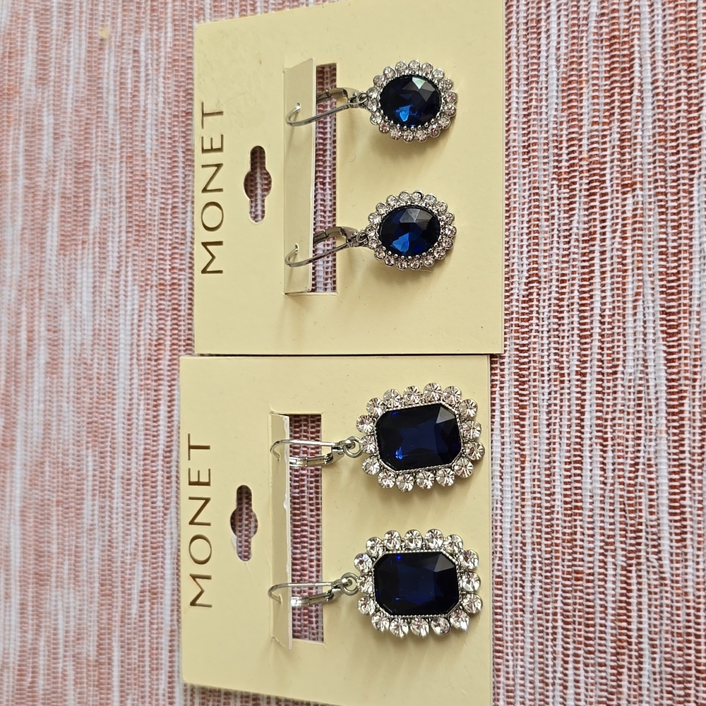 MONET BRAND WOMEN'S FASHION JEWELRY BUNDLE OF 2 PAIRS OF PIERCED EARRINGS